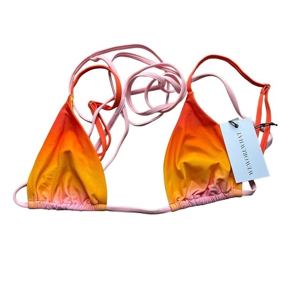 WEWOREWHAT Cooper Classic Triangle Wrap Bikini Top in Baby Pink Size M NWT - Picture 4 of 7